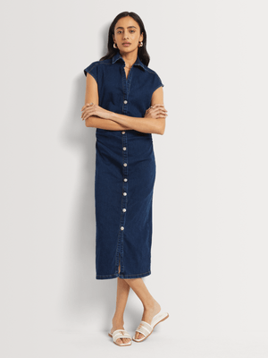 FF Denim Rouched Maxi Dress