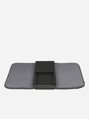 umbra udry dish drying rack & mat grey