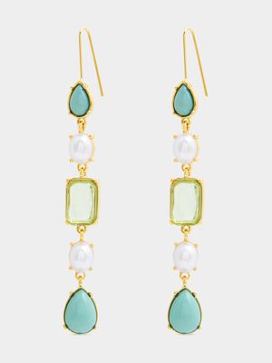 Multi Stone Shape Drop Earrings