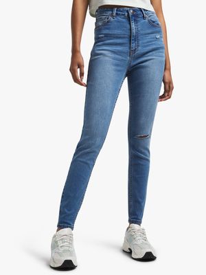 Redbat Women's Light Wash High Rise Skinny Jeans