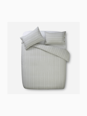 Chambray Silver Sage Stripe Duvet Cover