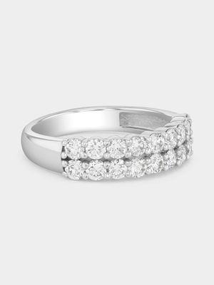 White Gold 1ct Lab Grown Diamond Double Row Ring