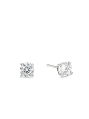 Sterling Silver Cubic Zirconia Round-Cut Stud Earrings