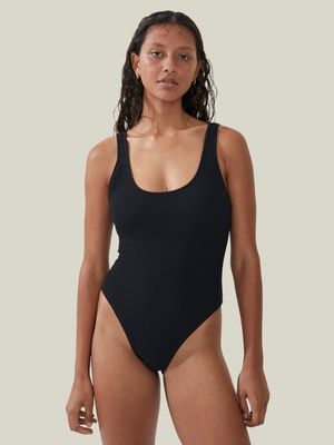 Women's Cotton On Black Scoop Back One Piece Cheeky Swimsuit