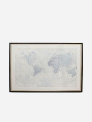 Framed World Map White 63 x 93cm