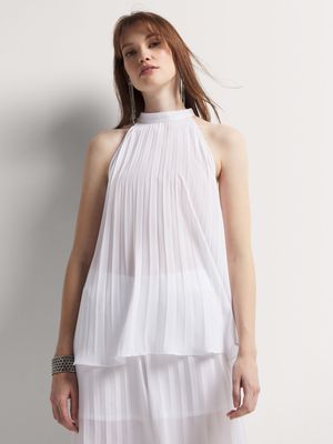 Pleated Georgette Halter Neck Top