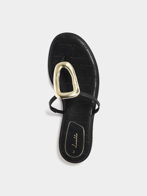 Luella Gold Hardware Flat Sandals