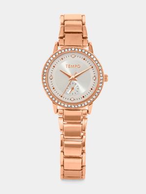 Tempo Women’s Rose Plated Silver Dial Bracelet Watch