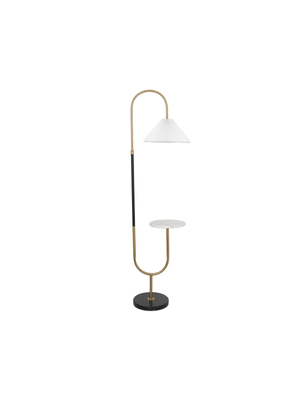 floor lamp with table & pleated shade 172cm