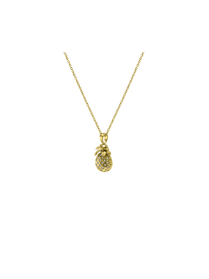 Gold Tone Brass Pineapple Pendant on Chain