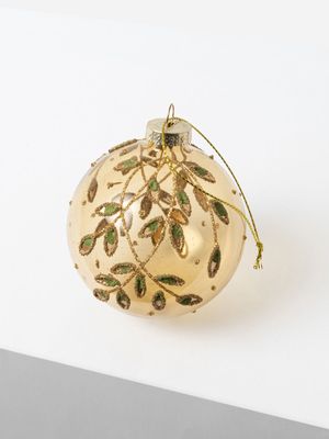 Foliage Yellow & Green Bauble 8cm