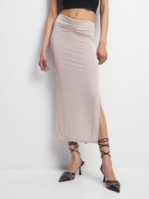 Women's Stone Co-Ord Midi Skirt