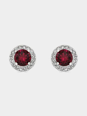 Sterling Silver Crystal Women's July Birthstone Stud Earrings