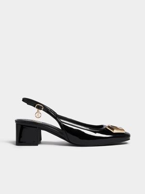 Square Toe FF Logo Slingbacks