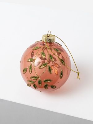 Foliage Bauble Pink & Green 8cm