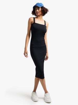 Women's Black Square Neck Dress