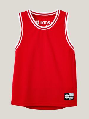 Cotton On Kids Boy Red Braxton Basketball Tank Top