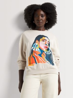 Multicolour Face Print Sweat Top