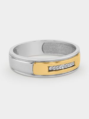 Yellow Gold & Sterling Silver Wedding Band