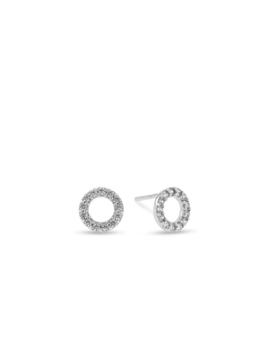 Sterling Silver Cubic Zirconia Circle Stud Earrings