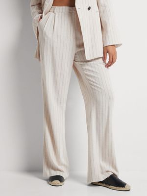 Linen Blend Stripe Wide Leg Pants