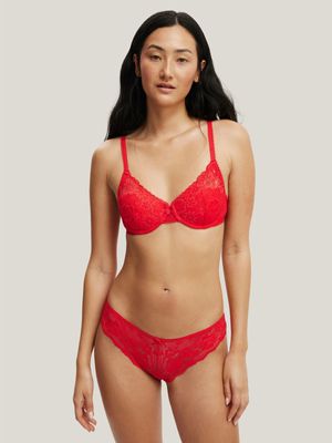 Women's Cotton On Red Holly Lace Lightly Lined Bra