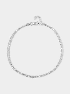 Sterling Silver Women's Double Row Anklet