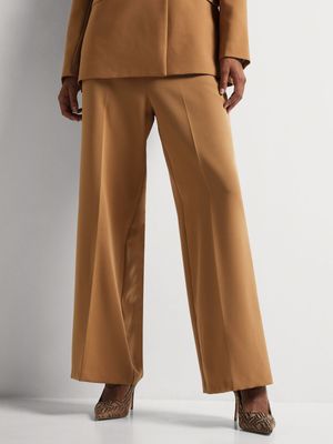 Wide Leg Flat Front Elasticated Pants