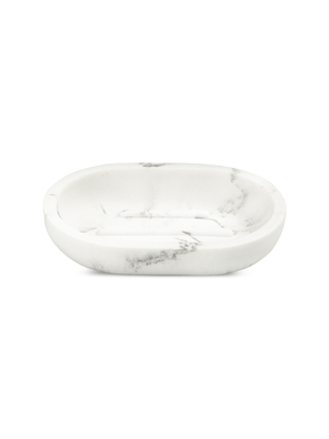 soap dish marble resin white 12x8.5cm