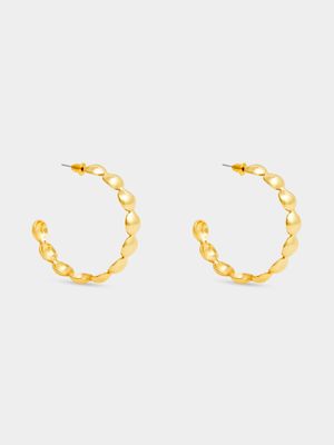 Large Gold Tone Bobble Hoops