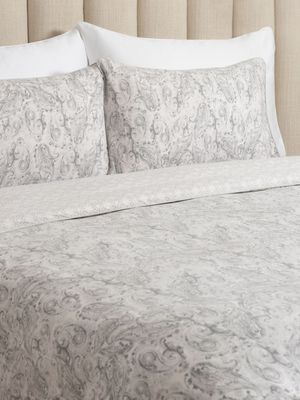 Everynight Piped Twill Reversible Cotton Duvet Cover Set Paisley Greys