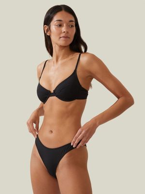 Women's Cotton On Black Refined High Side Brazilian Bikini Bottoms