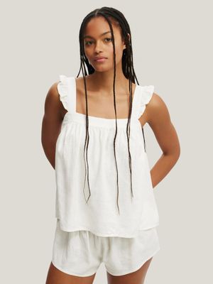 Women's Cotton On White Woven Babydoll Cami Set