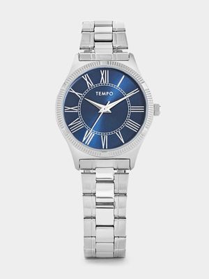 Tempo Women’s Blue Dial Silver Plated Bracelet Watch