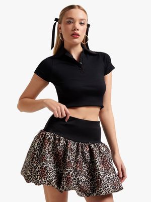 Women's Animal Print Bubble Mini Skirt