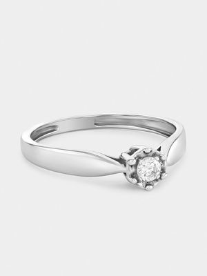 White Gold Diamond Solitaire Illusion Ring