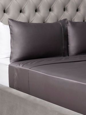 Grace Most Lustrous Gold Seal Certified Egyptian Cotton 400 Thread Count Flat Sheet Pewter