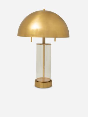 Mid Century Brass & Glass Table Lamp