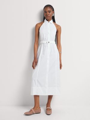 Cotton Halterneck Shirt Dress