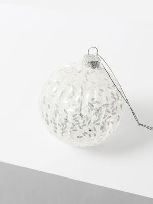 Fluted Round Bauble Silver 8cm