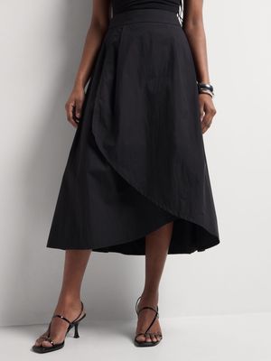 Pleated Waistband Wrap Skirt