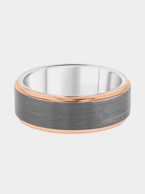 Tungsten Matt Centre Edge Ring