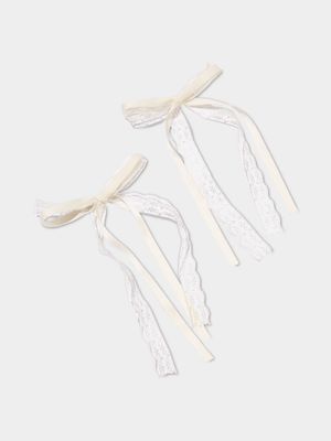 Women's Cotton On Cream 2Pk Harper Hair Bows