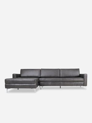 Harvard Corner Unit LHF Leather Codiac Charcoal