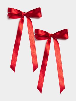 Women's Red Dainty Double Bow