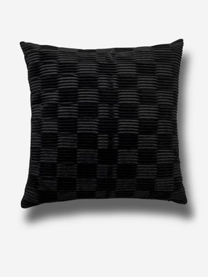 Scatter Cushion Velvet Pinch Pleat Black 60x60cm