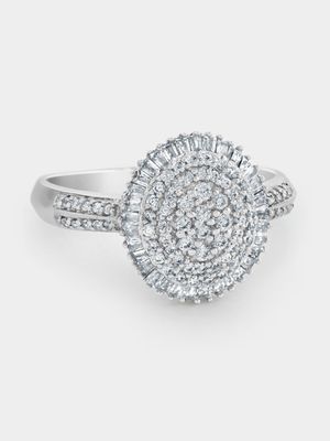 White Gold 0.50ct Diamond Oval Cluster Illusion Women’s Ring