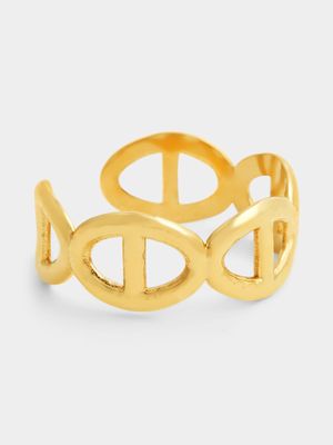 Stainless Steel Gold Tone Adjustable Chain Link Ring