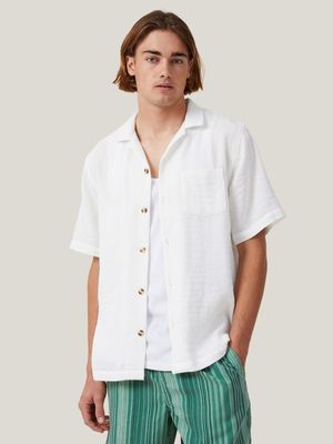 Men's Cotton On White Palma Short Sleeve Shirt