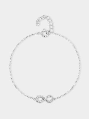 Sterling Silver Cubic Zirconia Kid's Petite Infinity Bracelet